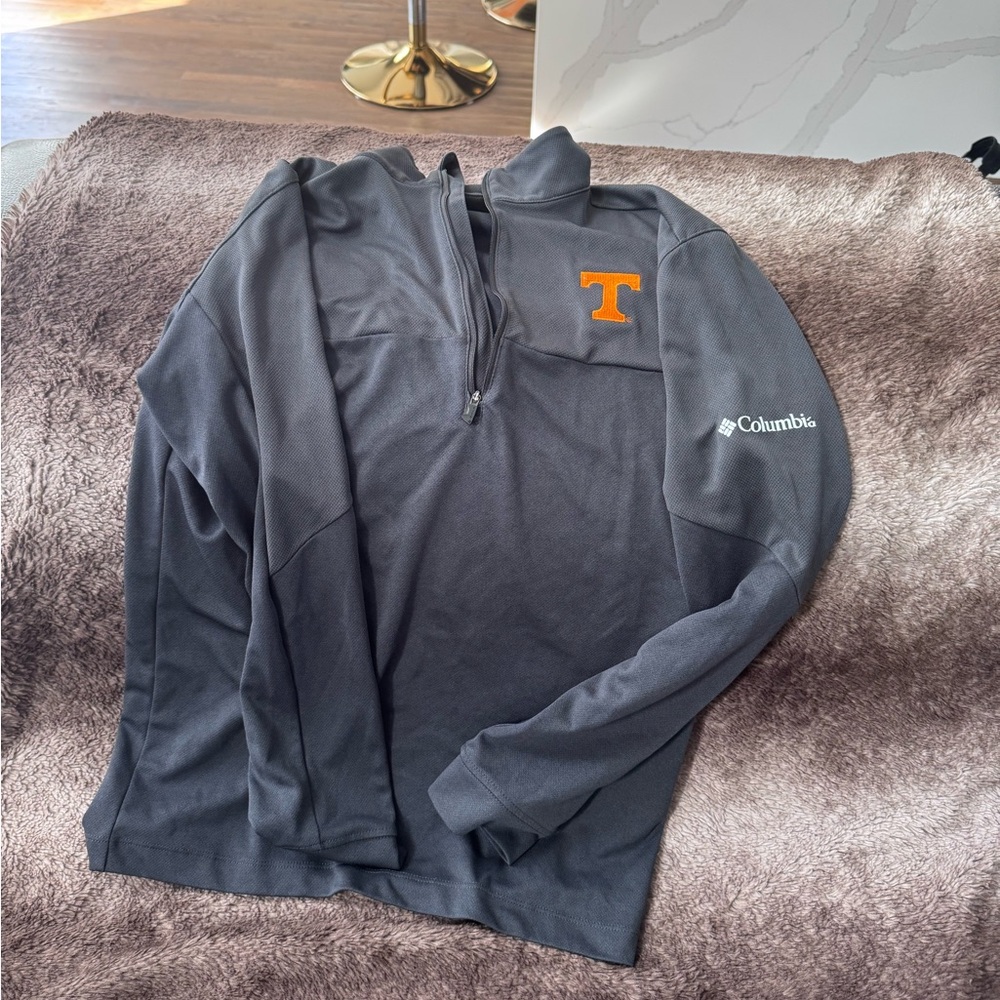 Columbia Charcoal Quarter-Zip with Orange Accent